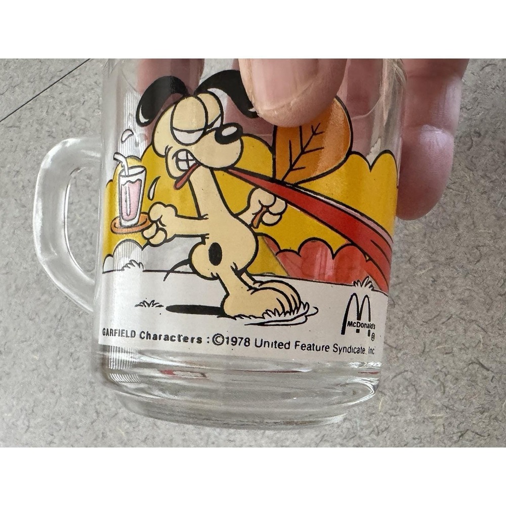 GARFIELD & ODIE Vintage 1978 Clear McDonald's Glass Coffee Cups Mugs (Set of 2) - Picture 6 of 9